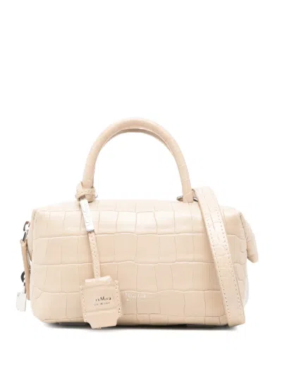 Max Mara Mxaholdalls Top-handle Croco-effect Mini Bag In Neutral