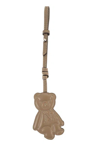 Max Mara Mxalacca - Leather Keyring With Bear Charm In Brown