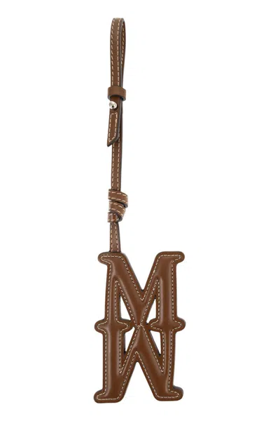Max Mara Mxalacca - Leather Keyring With Logo In Brown