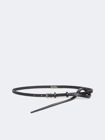 Max Mara Buckle Mini Leather Belt In Black
