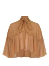 Max Mara Tie-neck Top In Brown