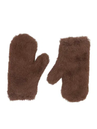 Max Mara Mxaombrato4 Brown Gloves In Pattern