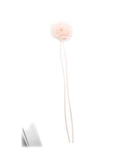 Max Mara Mxario Floral-appliqué Brooch In Orange