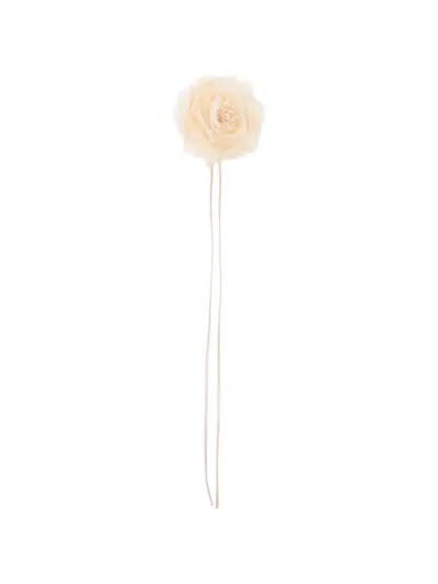 Max Mara Silk Chiffon Flower Brooch In Neutral