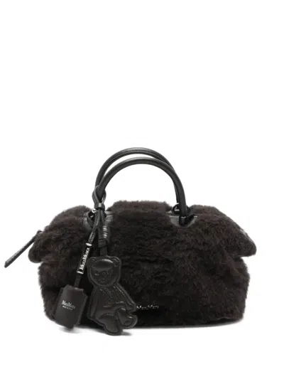 Max Mara Mxatedholdalls1 Teddy-texture Bear-charm Tote Bag In Brown