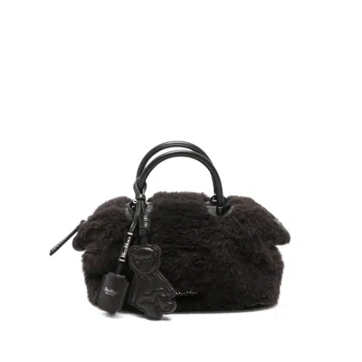 Max Mara Mxatedholdalls1 Teddy-texture Bear-charm Tote Bag In Brown
