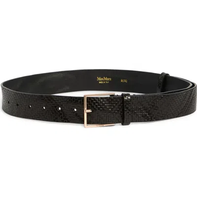 Max Mara Mxatrine Leather Belt In Black