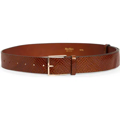 Max Mara Mxatrine Leather Belt In Brown