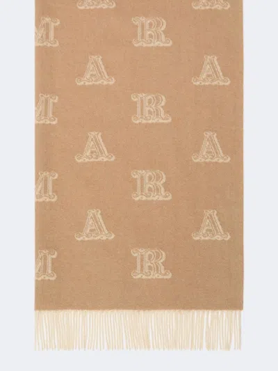 Max Mara Monogram-jacquard Fringed Scarf In Brown