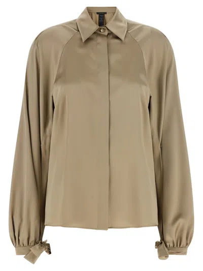 Max Mara Silk Satin With Raglan Sleeves Blouse In Brown