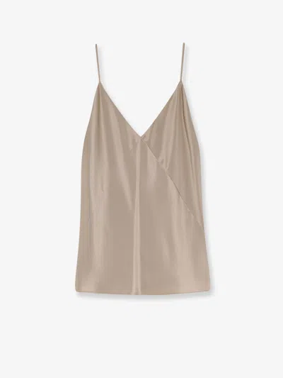 Max Mara Mxebacco Silk Top In Neutral