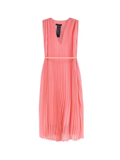 Max Mara Mxecapsula Long Dress With Belt In Pink