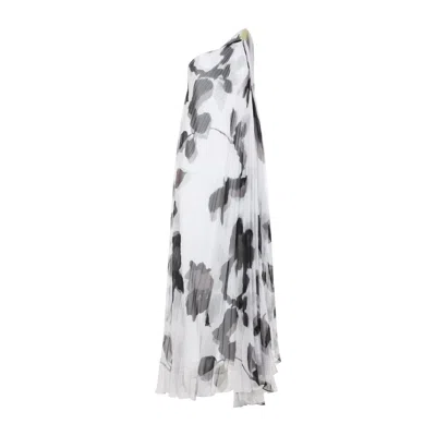 MAX MARA MAX MARA MXEFUGGITO - ONE-SHOULDER PLEATED PRINTED LONG DRESS