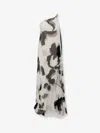 Max Mara Chiffon Dress With An All-over Printasymmetrical Neckline With Metal Detail On The Left Shoulder In White