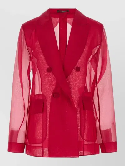 Max Mara Mxeslogan Blazer Sheer Fabric Notched Lapels In Pink