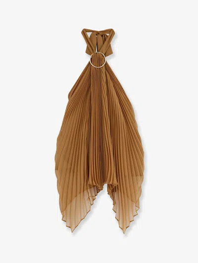 Max Mara Mxevalzer Pleated Top In Brown