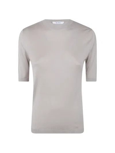 Max Mara Mxm Aceti Short Sleeve Knit Top In Gray