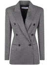 Max Mara Houndstooth-pattern Double-breasted Blazer In Black
