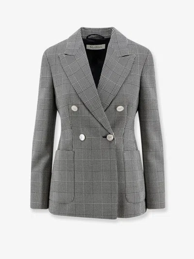 Max Mara Mxmaccordo Double-breasted Virgin Wool Blazer In Gray