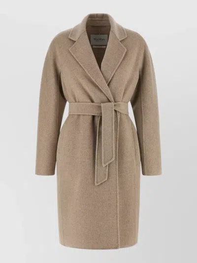 Max Mara Mxmaceri Tailored Coat Belted Waist In Brown