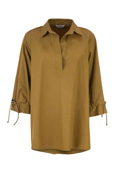 Max Mara Mxmadorni - Cotton Poplin Blouse In Brown