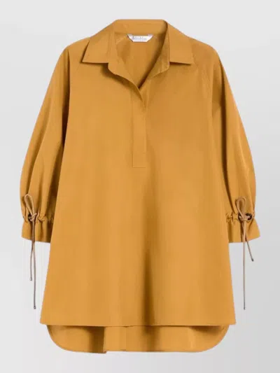 Max Mara Mxmadorni Stripe Raglan Blouse High Low In Brown