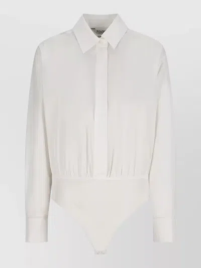 Max Mara Mxmaere Collared Long Sleeve Body Shirt In Neutral