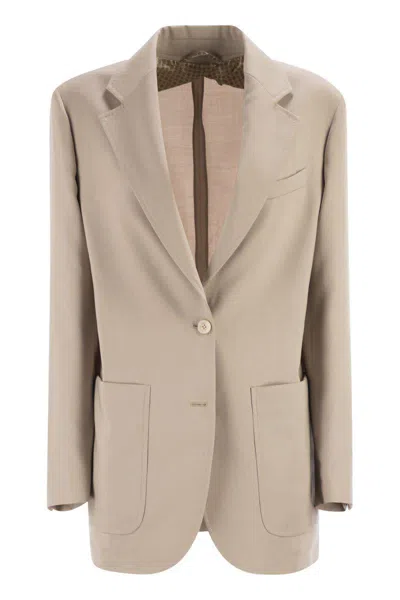 Max Mara Mxmaffari - Single-breasted Jacket In Wool, Mohair And Silk In Neutral