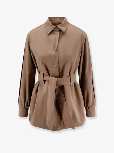 Max Mara Mxmagenzia Virgin Wool Shirt/jacket In Gray