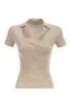 Max Mara Maxmara Mxmalbero Ribbed Wool Polo Shirt In White