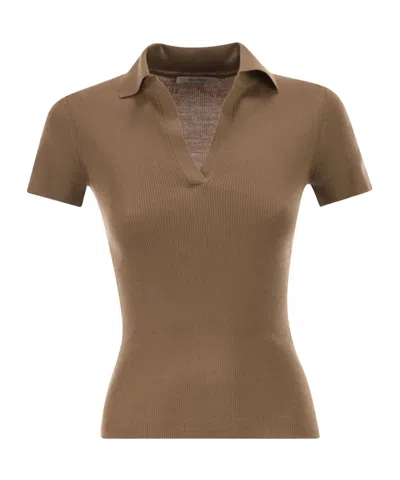 MAX MARA MAX MARA MXMALBERO SHORT-SLEEVED RIBBED POLO SHIRT