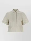 Max Mara Mxmangio Collared Striped Jacket Front Pockets In Neutral