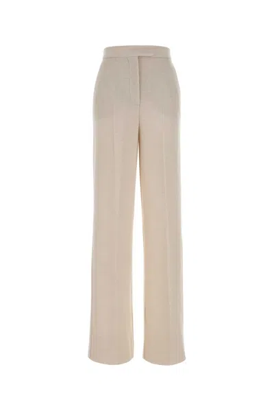 Max Mara White Stretch Cotton Dentice Wide-leg Pant In Neutral