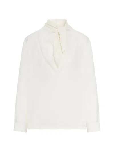 Max Mara "mxmbadia" Classic Silk Shirt In Neutral