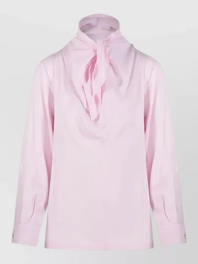 Max Mara Mxmbadia Silk Shirt Scarf Neck Design In Pink