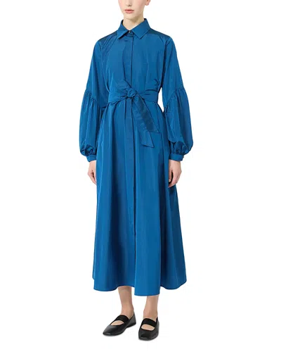 Max Mara Mxmbaruffa Navy Tie Waist Shirt Dress In Blue