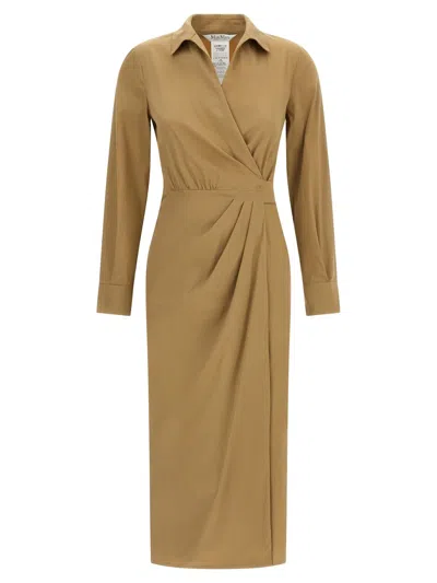 Max Mara Wrap Cotton Poplin Dress In Nude