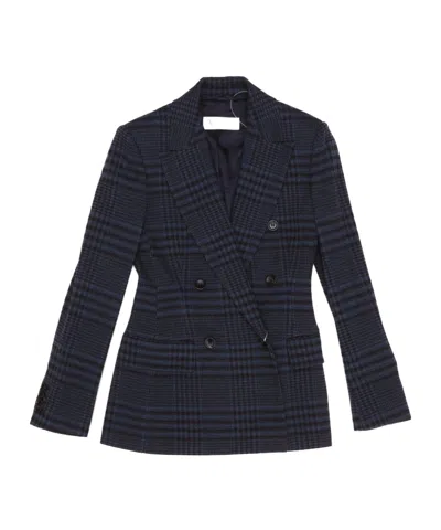 Max Mara Mxmbisso Checked Tailored Blazer In Blue