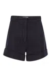 Max Mara Mxmcalca - Denim-effect Cotton Shorts In Black