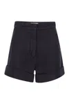 Max Mara Mxmcalca - Denim-effect Cotton Shorts In Black
