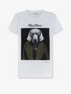 Max Mara Slim Fit Cotton T-shirt With Graphic Print And Contrast Logo In White