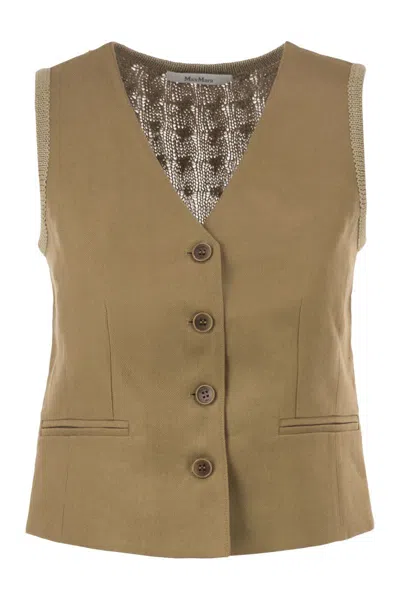 Max Mara Mxmcalibri - Tailored Linen And Knit Waistcoat In Brown