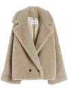 Max Mara Alpaca And Cashmere Teddy Fabric Coat In Neutral