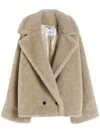 Max Mara Alpaca And Cashmere Teddy Fabric Coat In Neutral