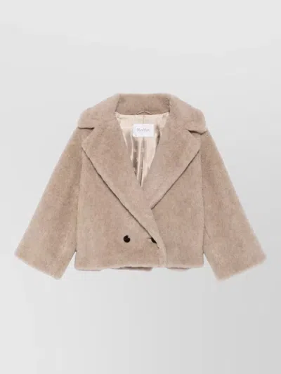 Max Mara Teddy Bear Icon Coat Short Sand In Alpaca And Wool Women In Gray