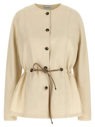Max Mara Jacket Drawstring Waist Long Sleeves Round Neck In Multi