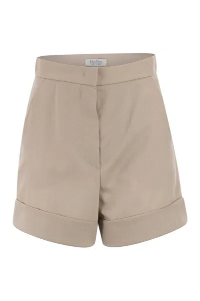 Max Mara Mxmcelebre - Shorts In Wool, Mohair And Silk Canvas In Neutral