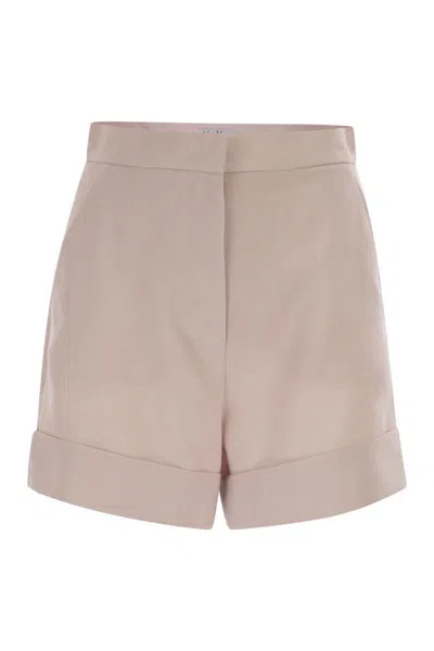 Max Mara Mxmcelebre - Shorts In Wool, Mohair And Silk Canvas In Pink