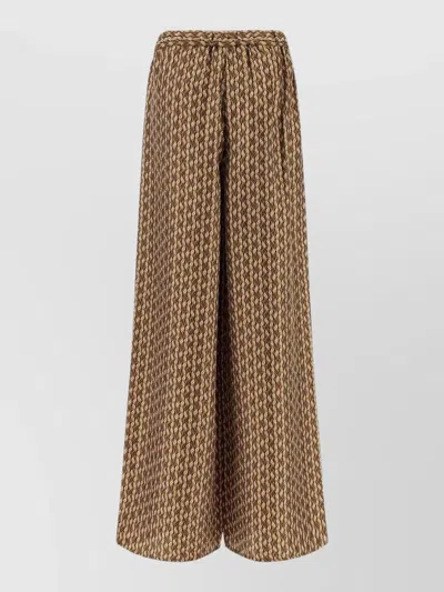 Max Mara Mxmclarino Geometric Wide Leg Trousers Elastic Waistband In Brown