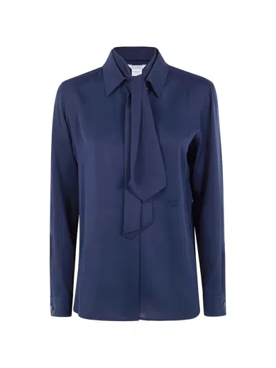 Max Mara Mxmcolmo Silk Shirt Scarf Detail In Blue